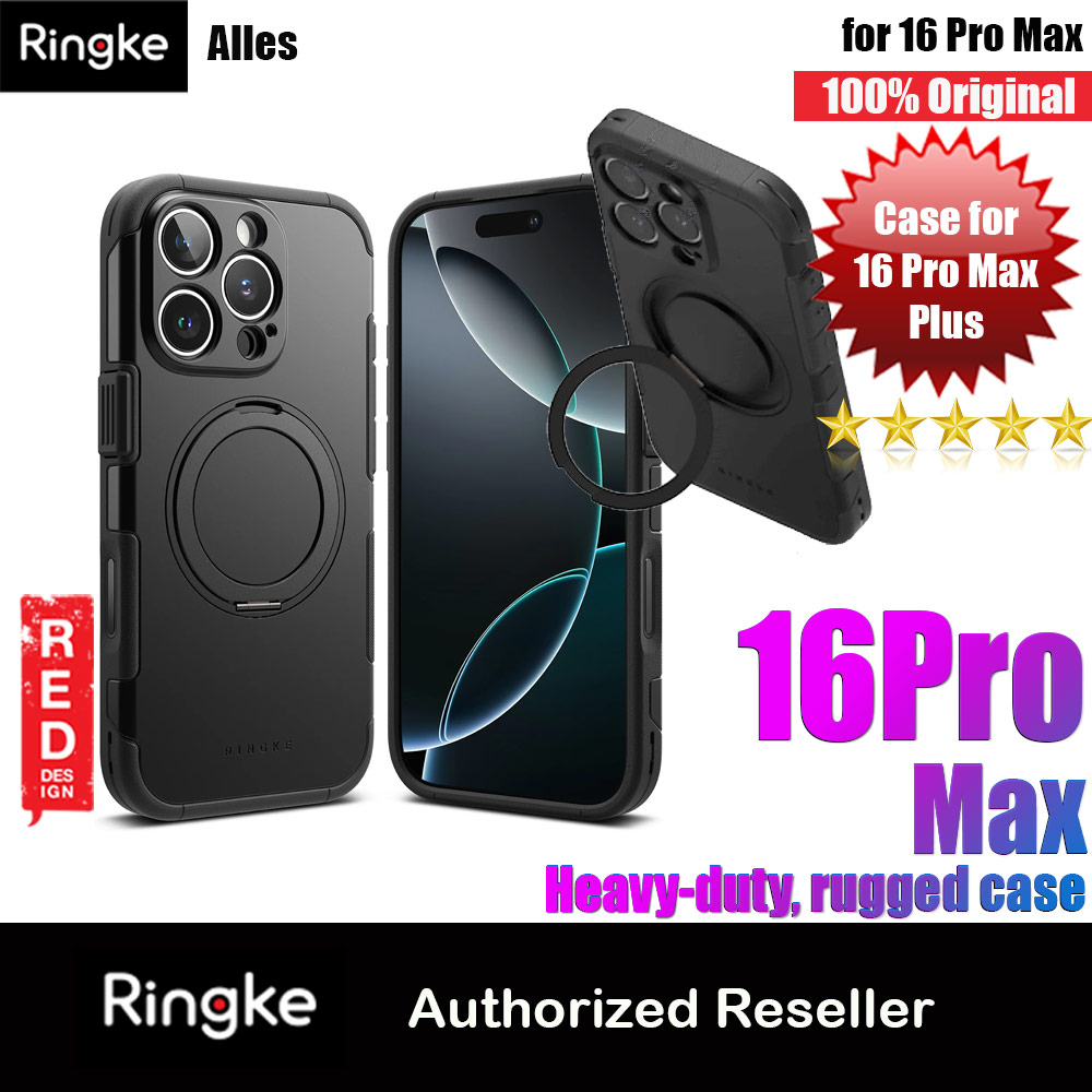Ringke Alles Heavy Duty Drop Protection Magnetic Case with Ring Stand for iPhone 16 Pro Max (Black)