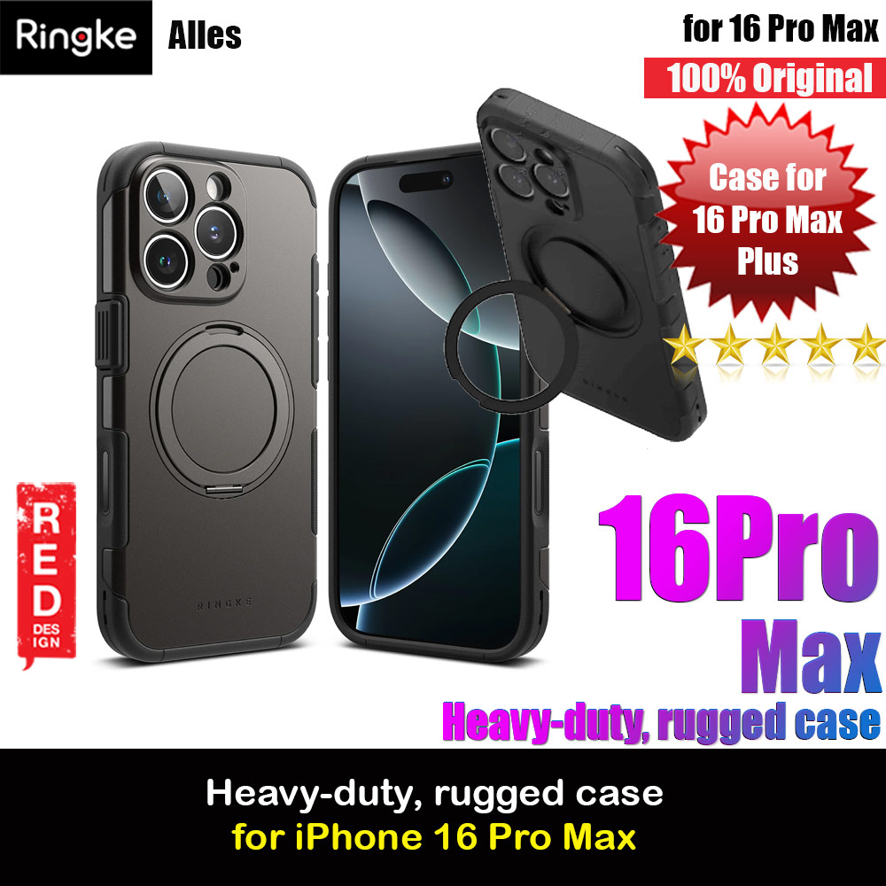 Ringke Alles Heavy Duty Drop Protection Magnetic Case with Ring Stand for iPhone 16 Pro Max (Gunmetal)