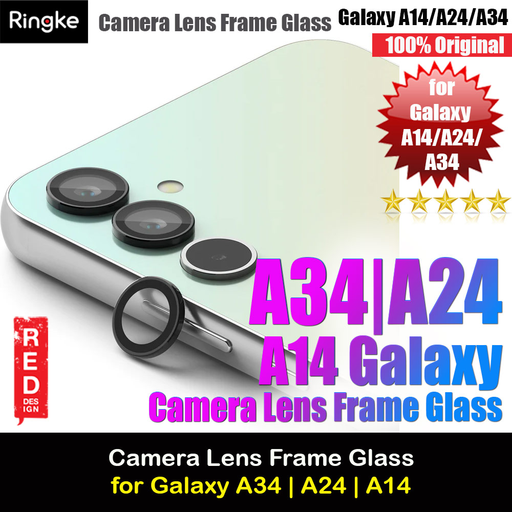 Ringke Camera Lens Frame Glass for Samsung Galaxy A34 A24 A14 (Black)