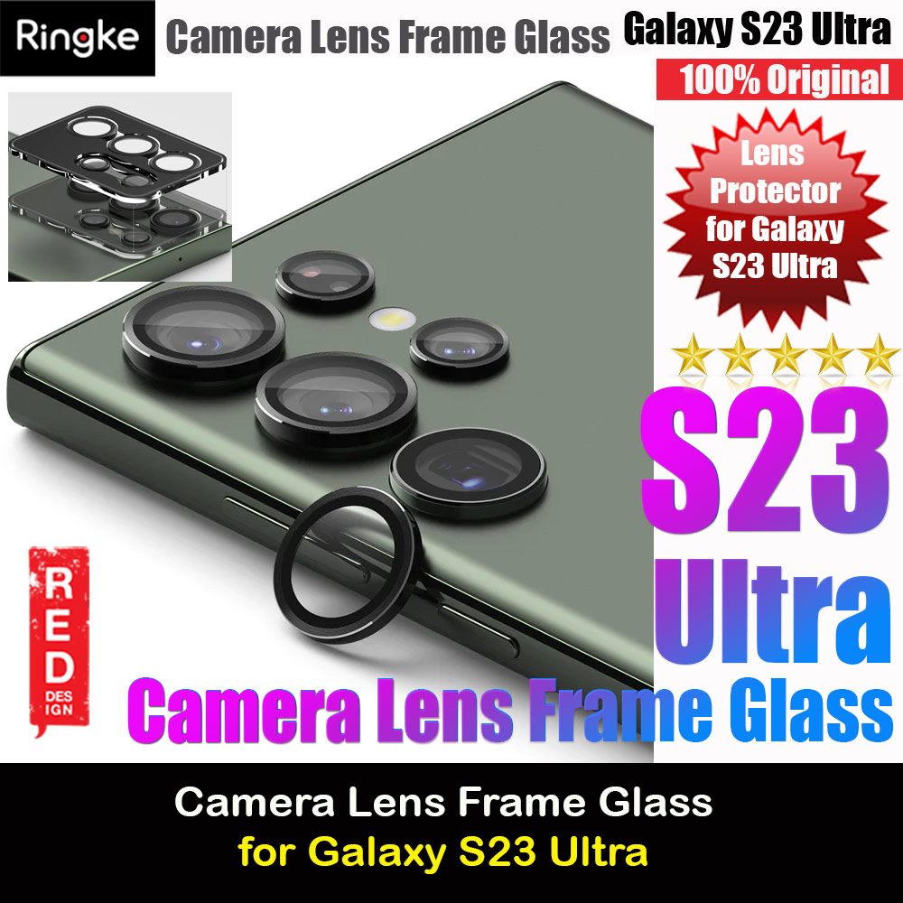 Ringke Camera Lens Frame Glass Protector with Easy Installation for Samsung Galaxy S23 Ultra (Black)