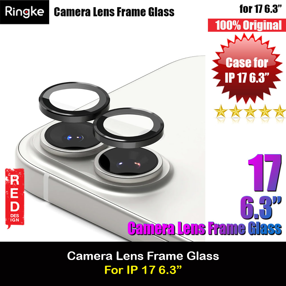 Ringke Camera Lens Frame Glass Protector with Easy Installation for iPhone 17 6.3 (Black)