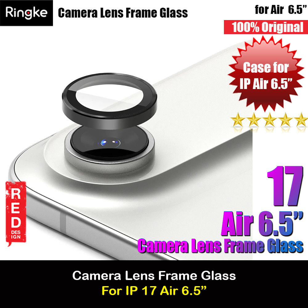 Ringke Camera Lens Frame Glass Protector with Easy Installation for iPhone Air 6.5 (Black)