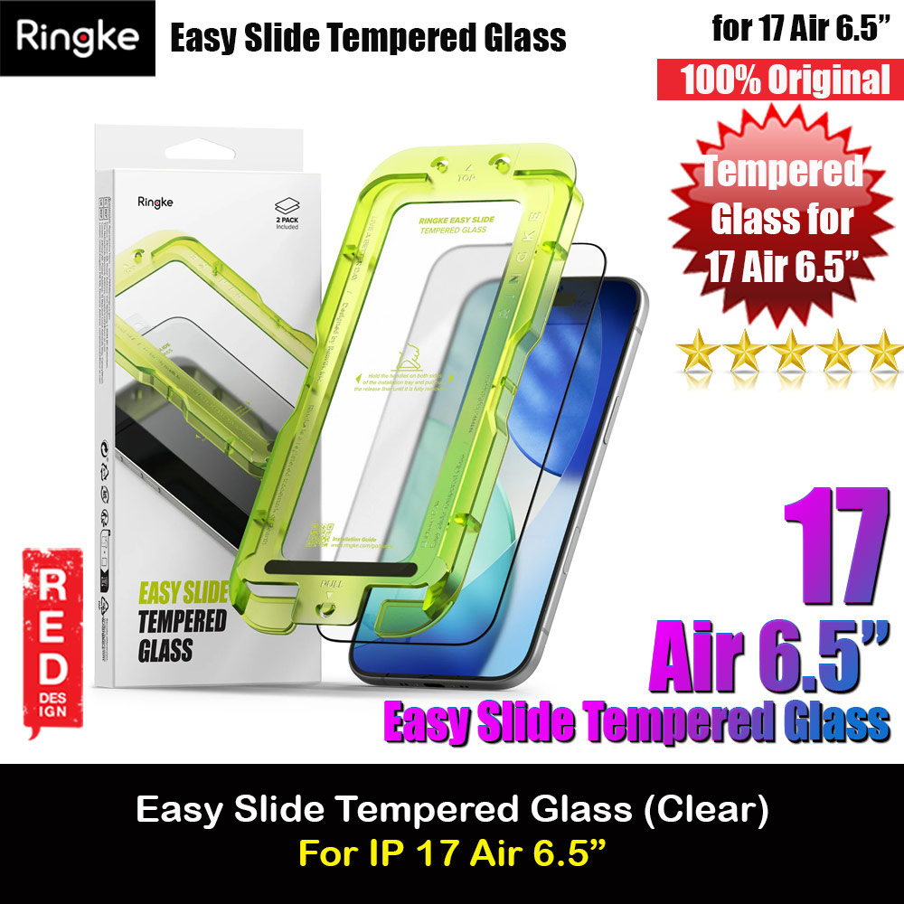 Ringke Easy Slide Tempered Glass Screen Protector for iPhone Air 6.5 (Clear) 2pcs