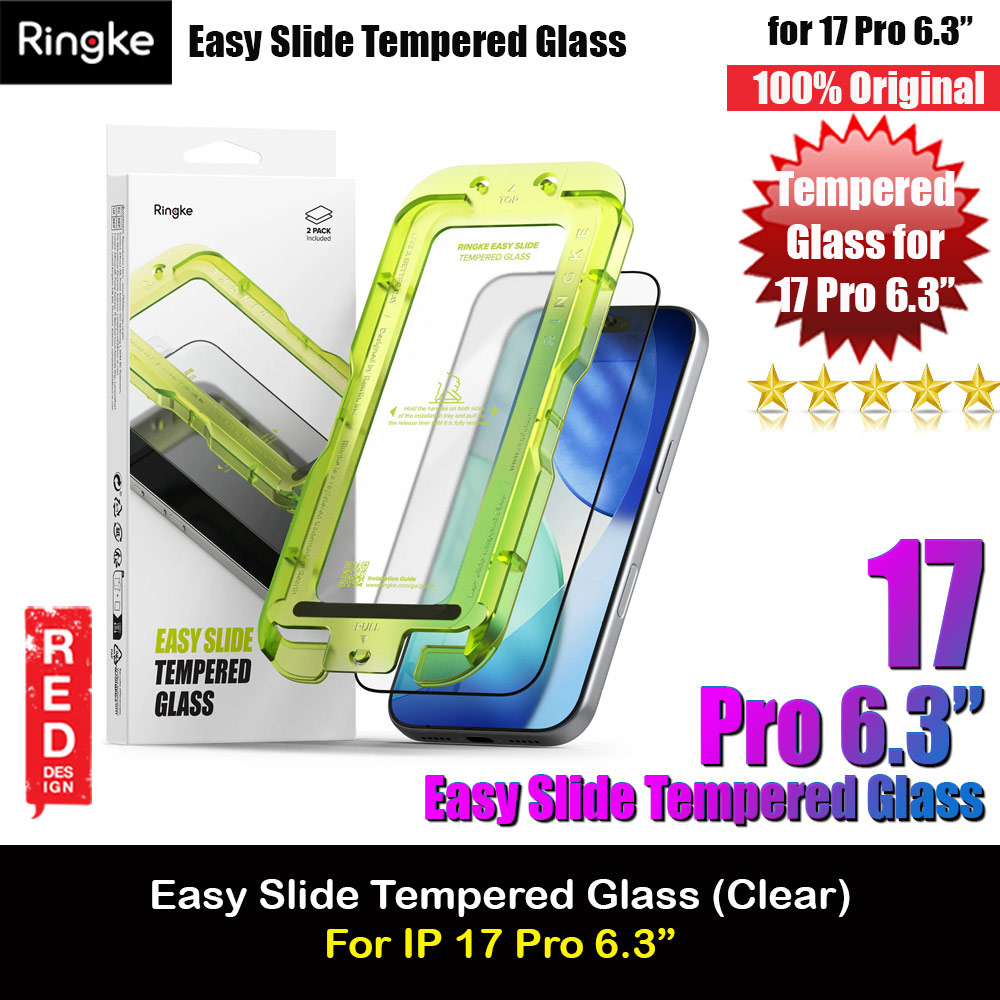 Ringke Easy Slide Tempered Glass Screen Protector for iPhone 17 Pro 6.3  (Clear) 2pcs