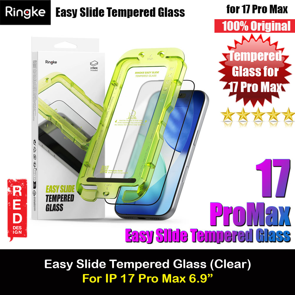 Ringke Easy Slide Tempered Glass Screen Protector for iPhone 17 Pro Max 6.9  (Clear) 2pcs