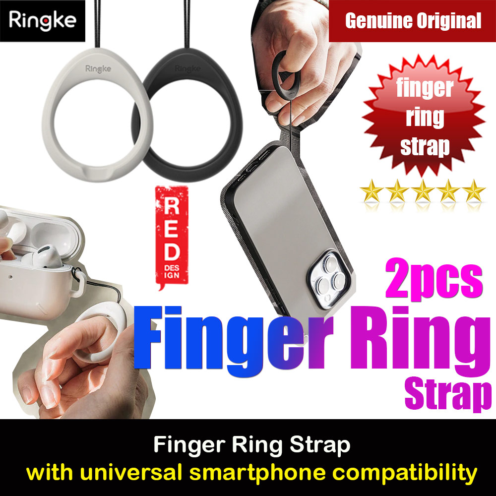 Ringke Finger Ring Strap for Smartphone Case Strap Camera Strap Airpods Pro Airpods 3 Strap (Black and Light Gray)