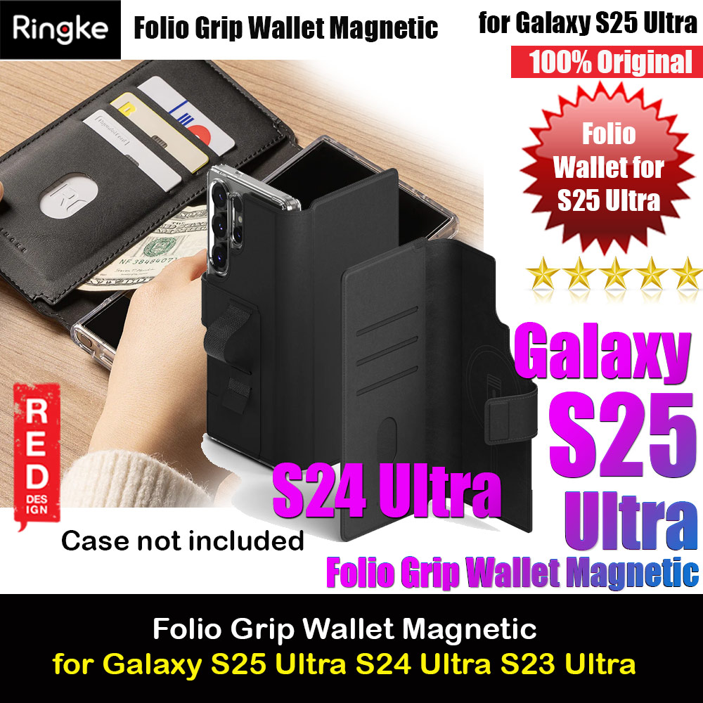 Ringke Folio Grip Wallet Magnetic Flip Cover Card Holder for Samsung Galaxy S25 Ultra (Black)