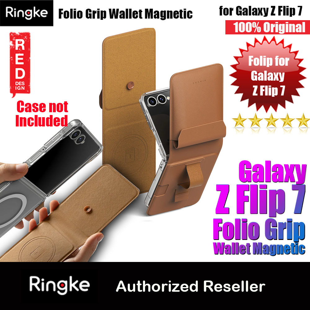 Ringke Folio Grip Wallet Magnetic for Samsung Galaxy Z Flip 7 (Brown)
