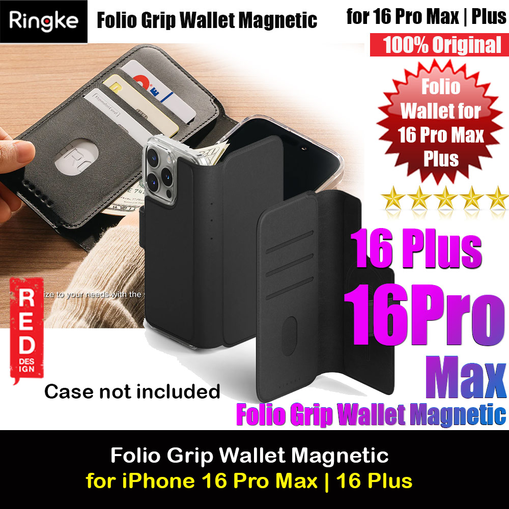 Ringke Folio Wallet Magnetic Flip Cover Card Holder for iPhone 16 Pro Max iPhone 16 Plus (Black)