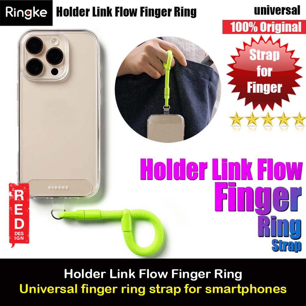 Ringke Holder Link Flow Finger Ring Strap Phone Strap for closed-bottom phone case (Neon Green)