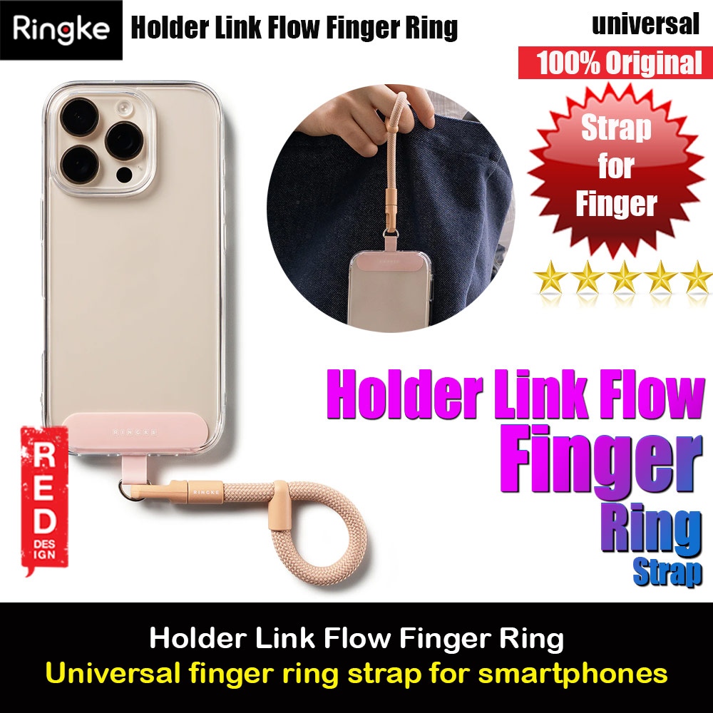 Ringke Holder Link Flow Finger Ring Strap Phone Strap for closed-bottom phone case (Orange Pink)