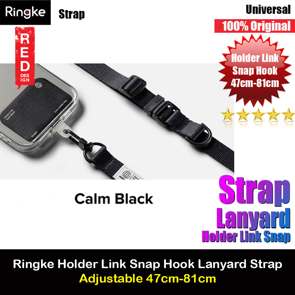 Ringke Holder Link Snap Hook Crossbody Lanyard Shoulder Adjustable Phone Strap for closed-bottom phone case (Calm Black)