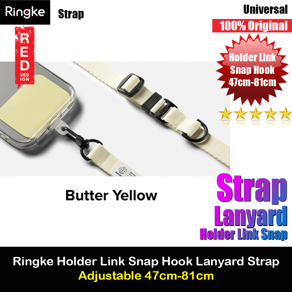 Ringke Holder Link Snap Hook Crossbody Lanyard Shoulder Adjustable Phone Strap for closed-bottom phone case (Butter Yellow)