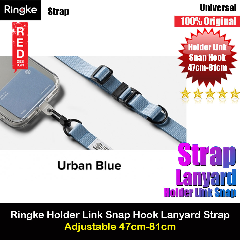 Ringke Holder Link Snap Hook Crossbody Lanyard Shoulder Adjustable Phone Strap for closed-bottom phone case (Urban Blue)