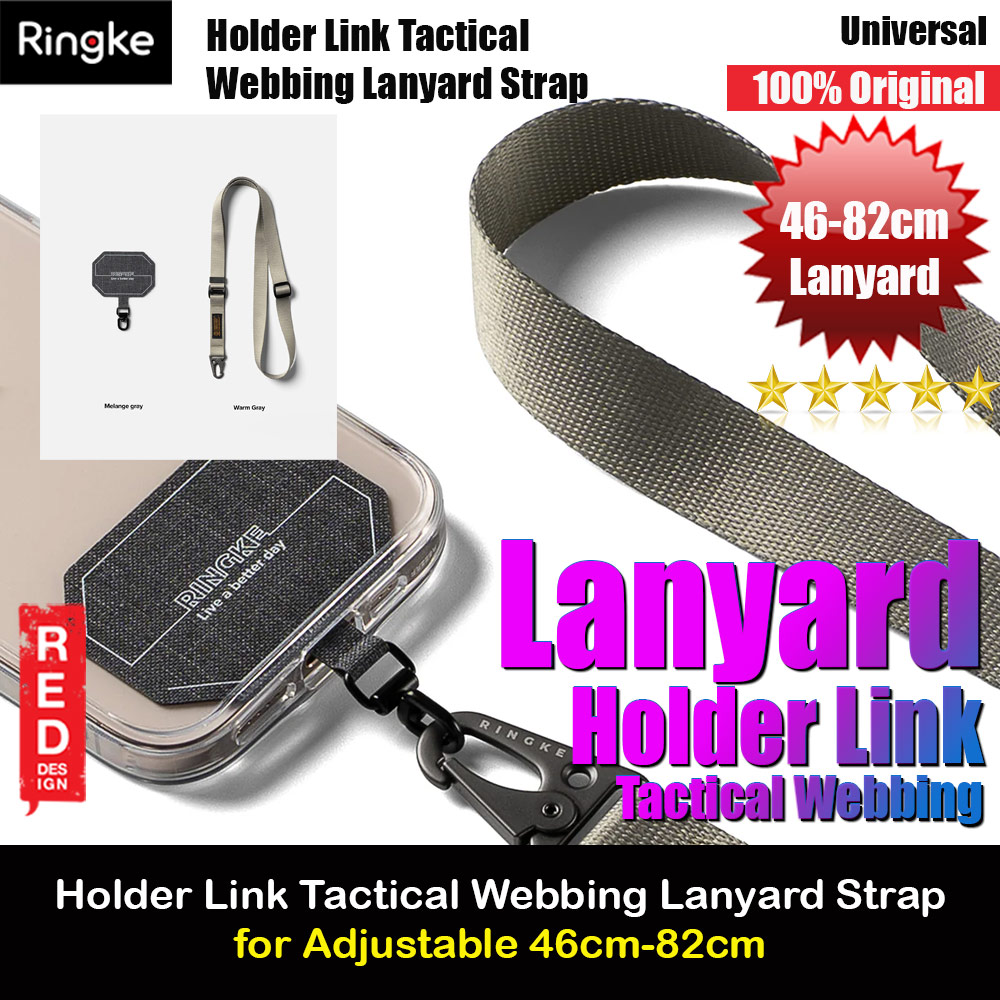 Ringke Lanyard Strap Tough All Purpose Heavy Duty Tactical Carabiner Clasp for Smartphone (Warm Gray)
