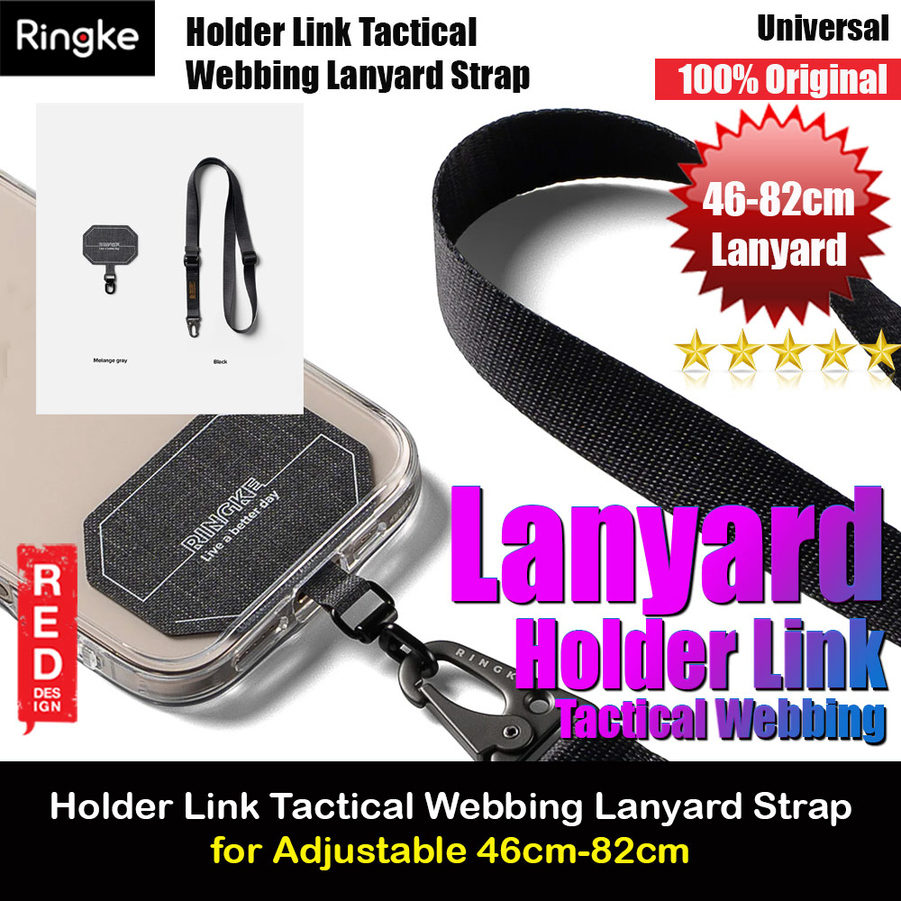 Ringke Lanyard Strap Tough All Purpose Heavy Duty Tactical Carabiner Clasp for Smartphone (Black)