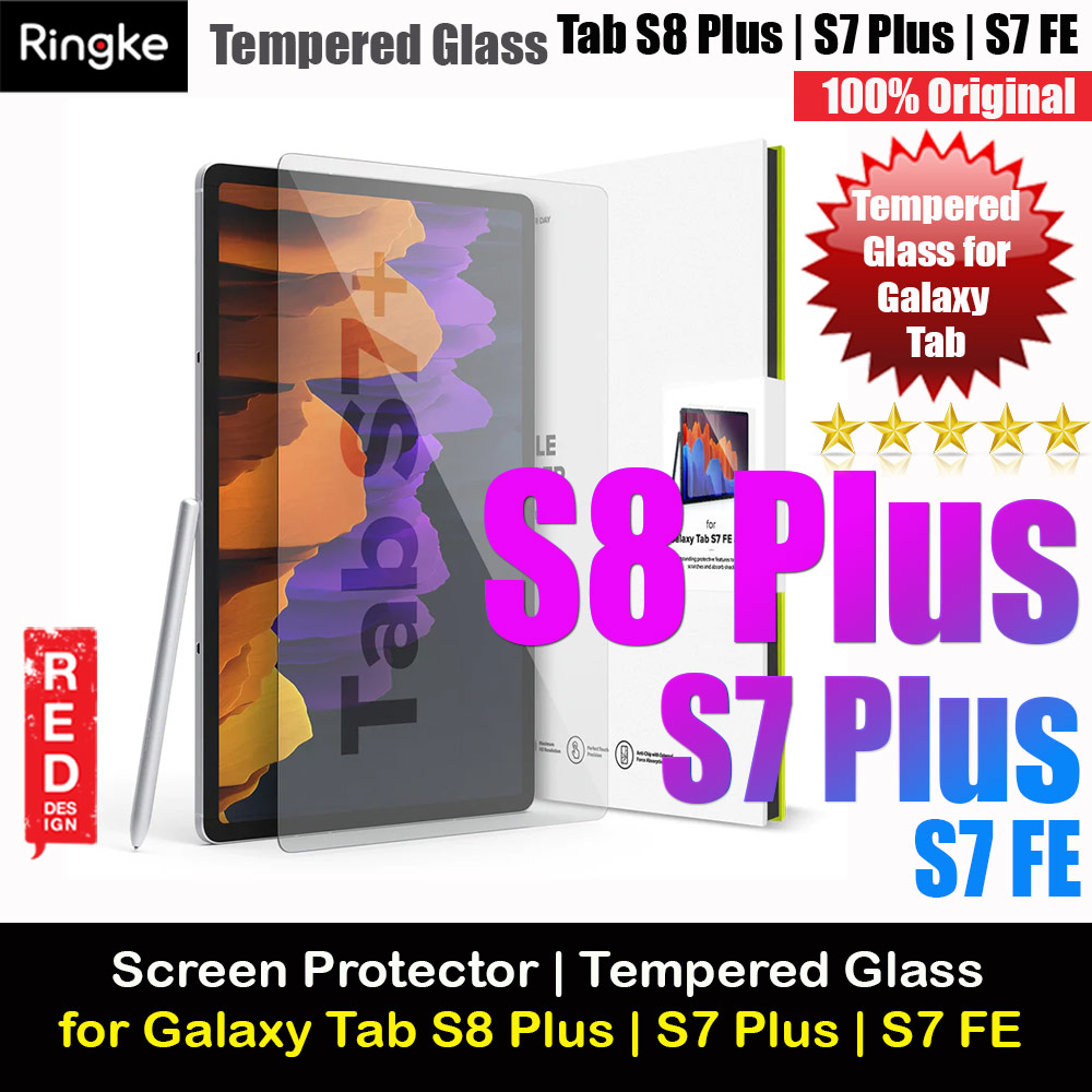 Ringke Tempered Glass Screen Protector for Samsung Galaxy Tab S8 Plus S7 Plus S7 FE (Clear)