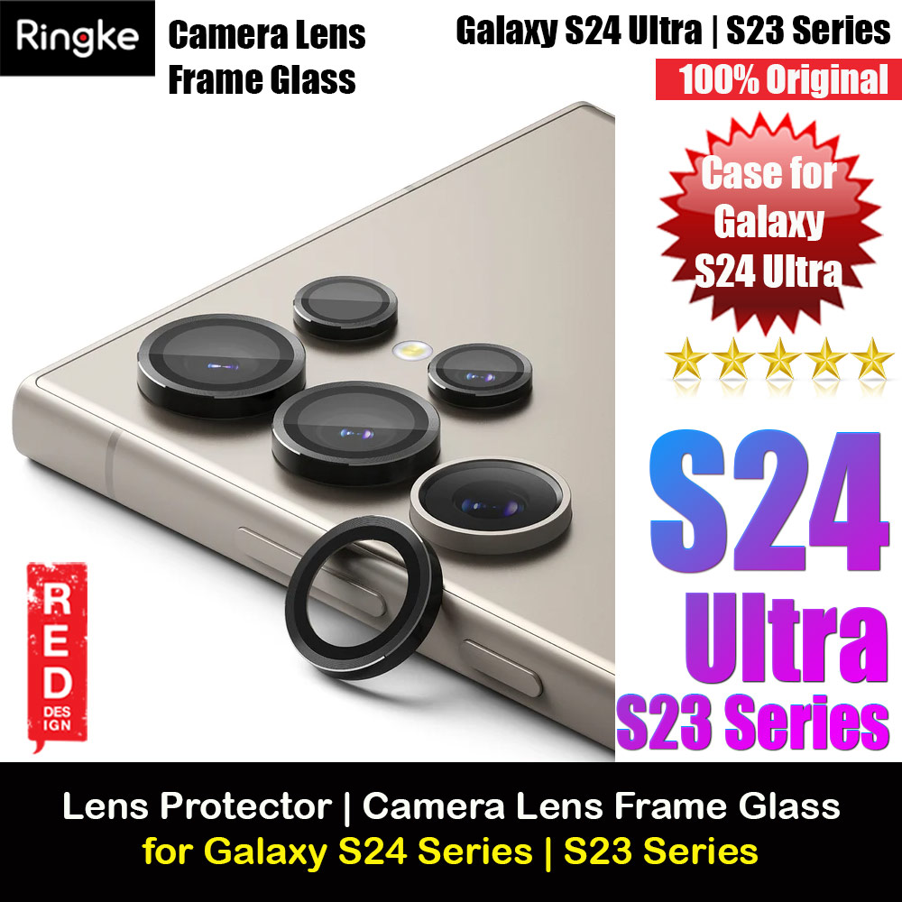 Ringke Camera Lens Frame Glass Protector with Easy Installation for Samsung Galaxy S24 Ultra (Black)