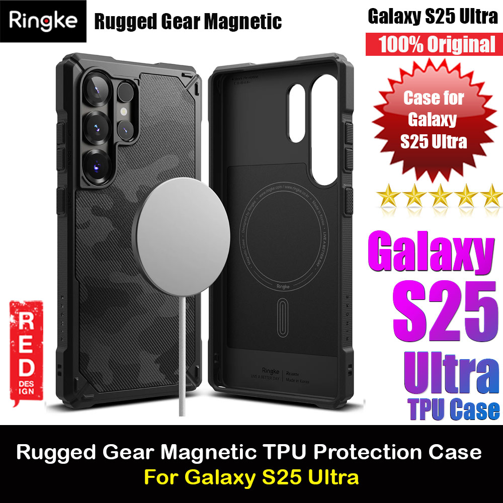 Ringke Rugged Gear Magnetic TPU Protection Case for Samsung Galaxy S25 Ultra (Camo Black)