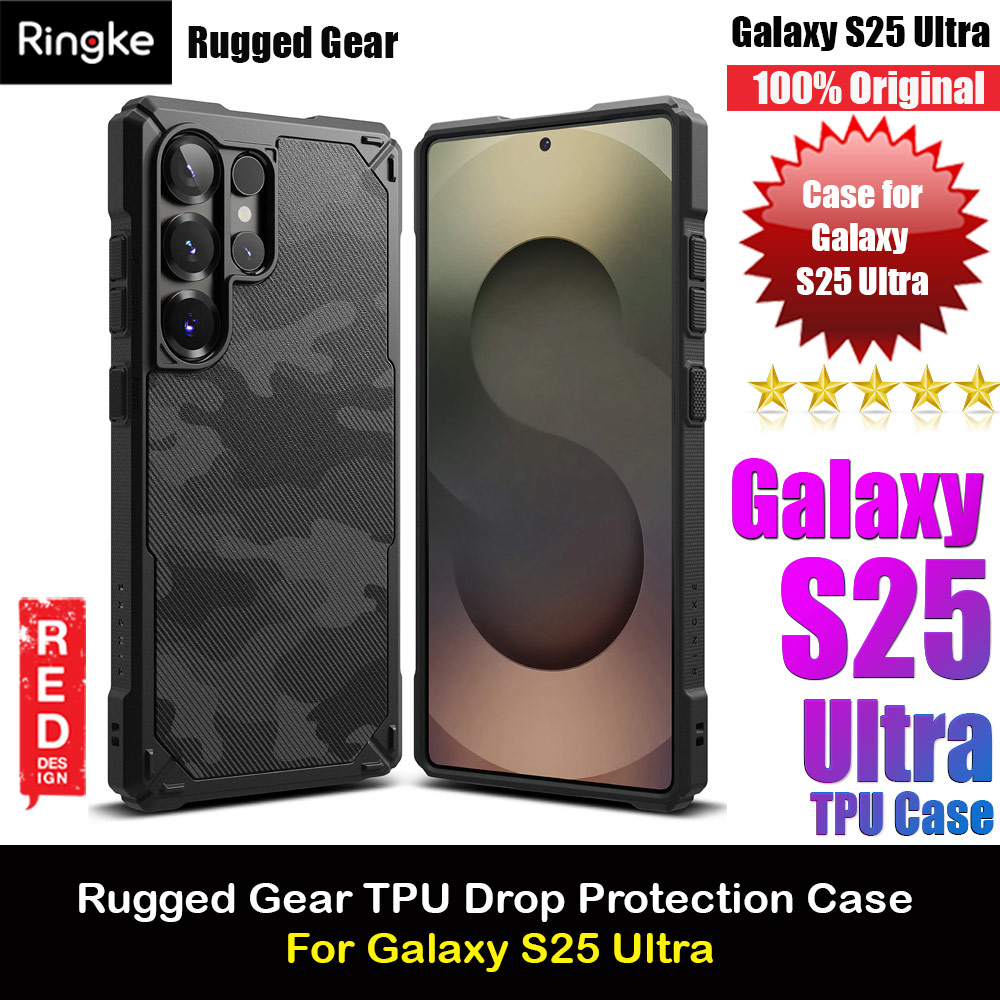 Ringke Rugged Gear TPU Protection Case for Samsung Galaxy S25 Ultra (Camo Black)