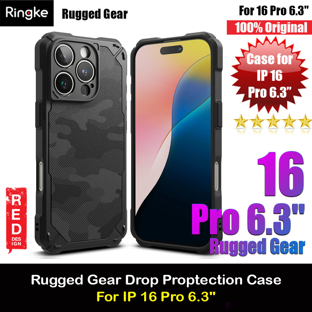 Ringke Rugged Gear Drop Protection Case for Apple iPhone 16 Pro 6.3 (Camo Black)