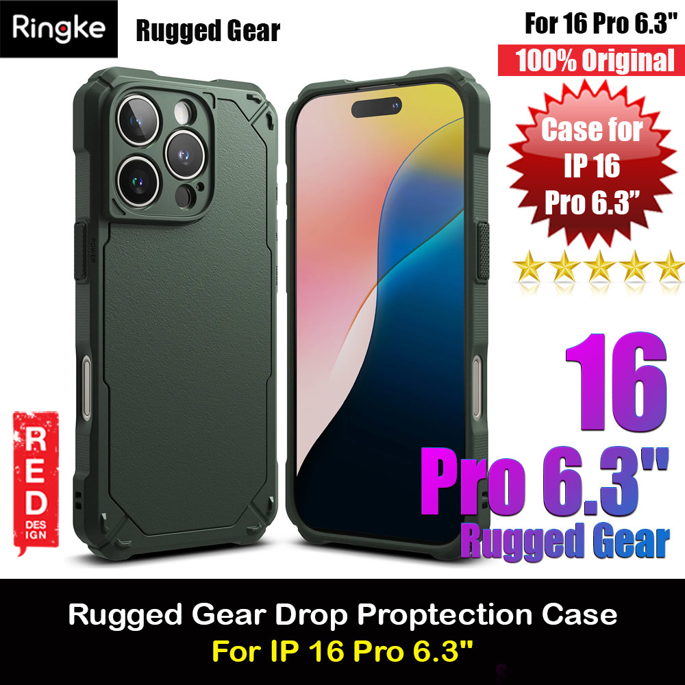 Ringke Rugged Gear Drop Protection Case for Apple iPhone 16 Pro 6.3 (Dark Green)