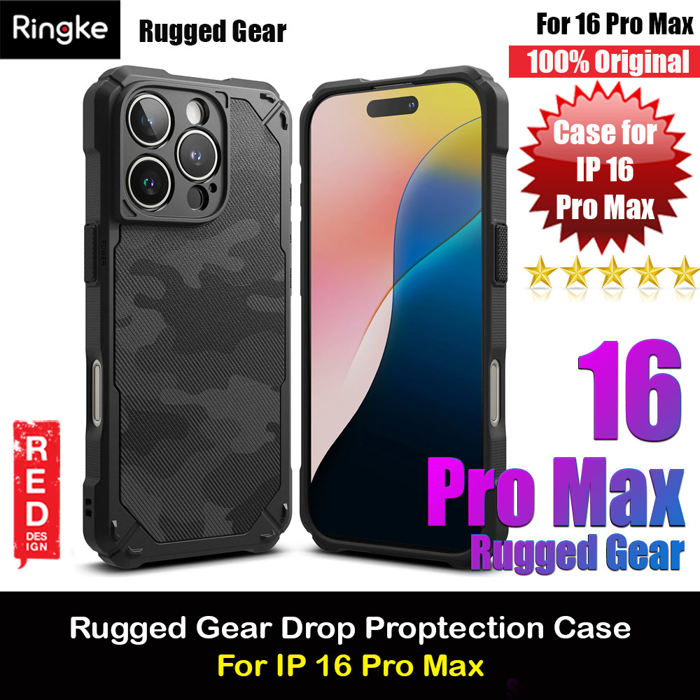 Ringke Rugged Gear Drop Protection Case for Apple iPhone 16 Pro Max 6.9 (Camo Black)