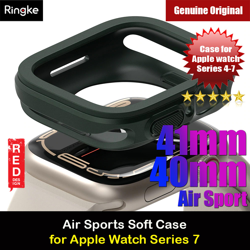Ringke Air Sports Soft Bumper Case for Apple Watch Series 7 8 9 41mm Series SE 6 5 4 41mm 40mm Case (Dark Green)