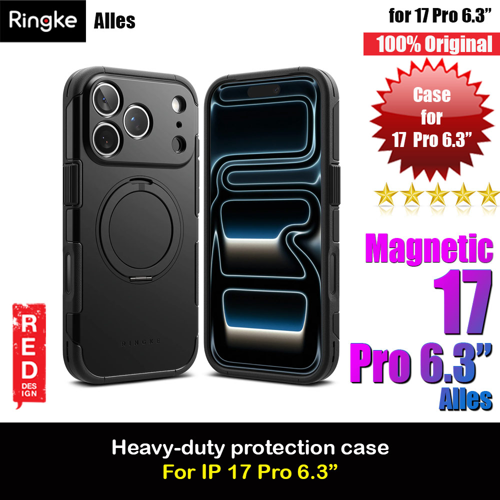 Ringke Alles Magnetic Compatible Heavy Duty Drop Protection Case with Kickstand and Camera Control button cover  for iPhone 17 Pro 6.3 (Black)