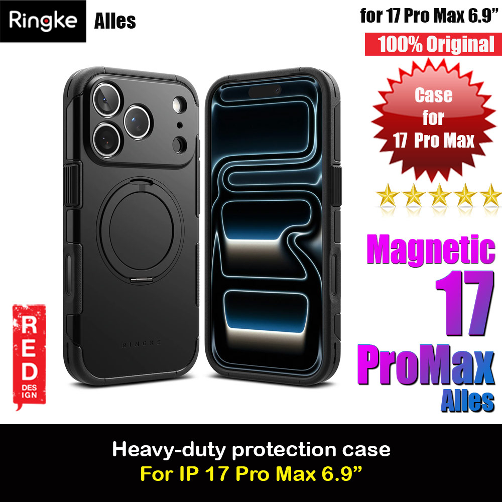 Ringke Alles Magnetic Compatible Heavy Duty Drop Protection Case with Kickstand and Camera Control button cover  for iPhone 17 Pro Max 6.9 (Black)