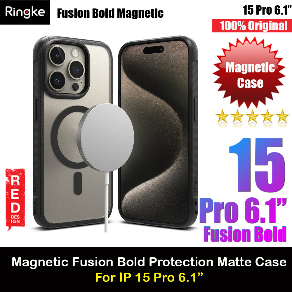 Ringke Fusion Bold Magnetic Anti Yellow Back Plate Drop Protection Case for iPhone 15 Pro 6.1 (Matte Black)