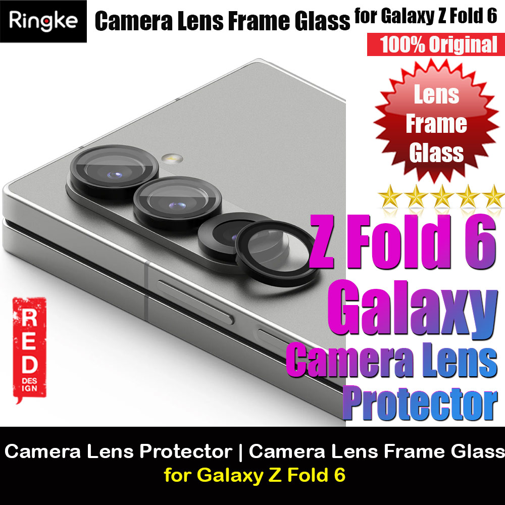 Ringke Camera Lens Frame Glass Lens Protector for Galaxy Z Fold 6 (Black 2pcs)