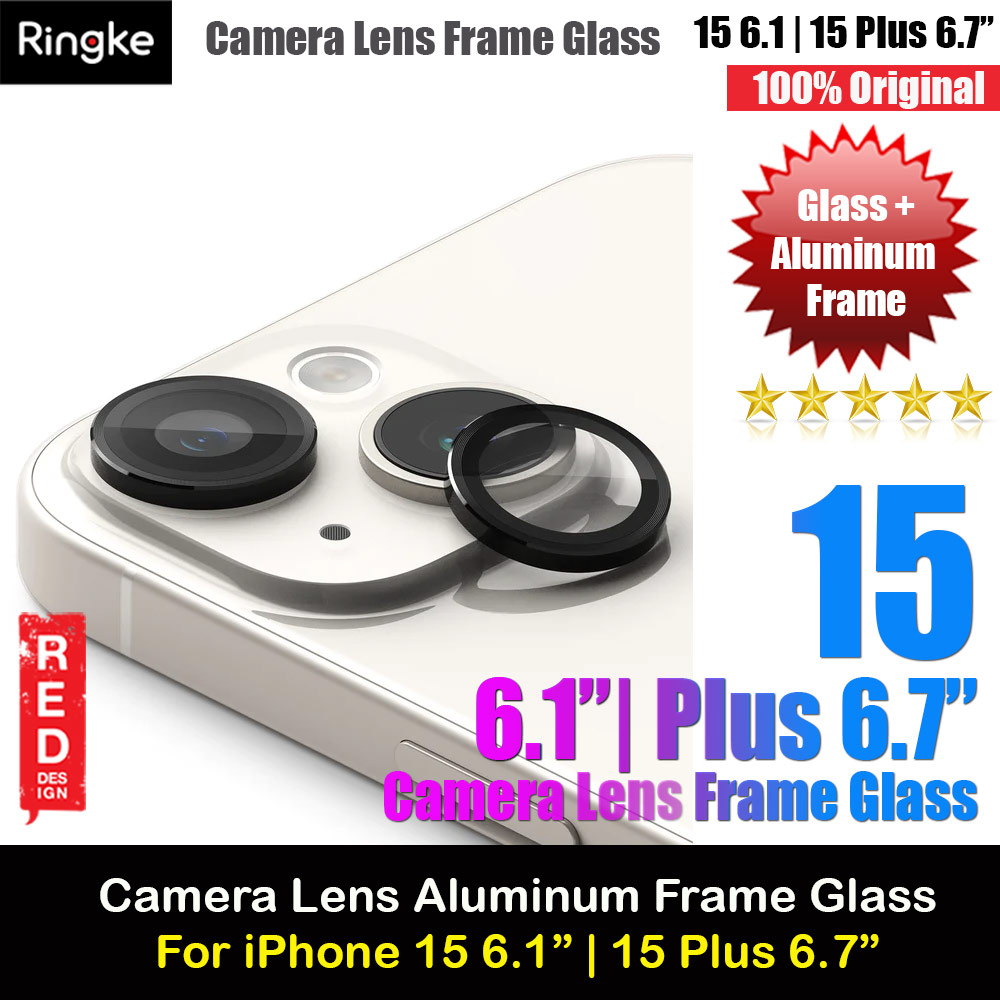 Ringke Camera Lens Aluminum Frame Glass for Apple iPhone 15 6.1 iPhone 15 Plus 6.7 (Black)