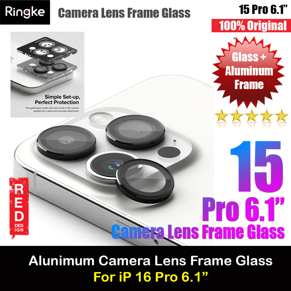 Ringke Camera Lens Aluminum Frame Glass for Apple iPhone 15 Pro 6.1 (Black)