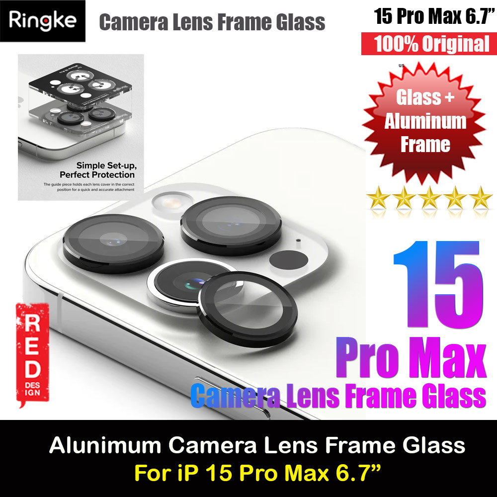 Ringke Camera Lens Aluminum Frame Glass for Apple iPhone 15 Pro Max 6.7 (Black)