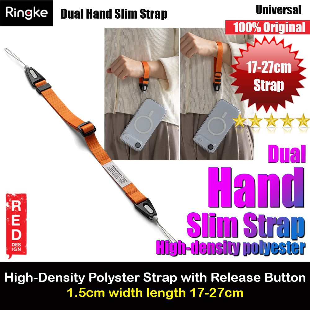 Ringke High density polyester Dual Hand Strap for Perfect for daily use traveling hiking smartphone Jisulife Portable Handheld Fan Strap (Cosmic Orange)