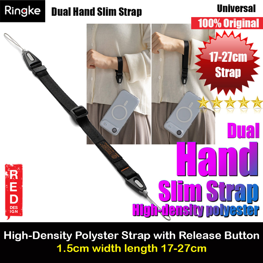 Ringke High density polyester Dual Hand Strap for Perfect for daily use traveling hiking smartphone Jisulife Portable Handheld Fan Strap (Black)