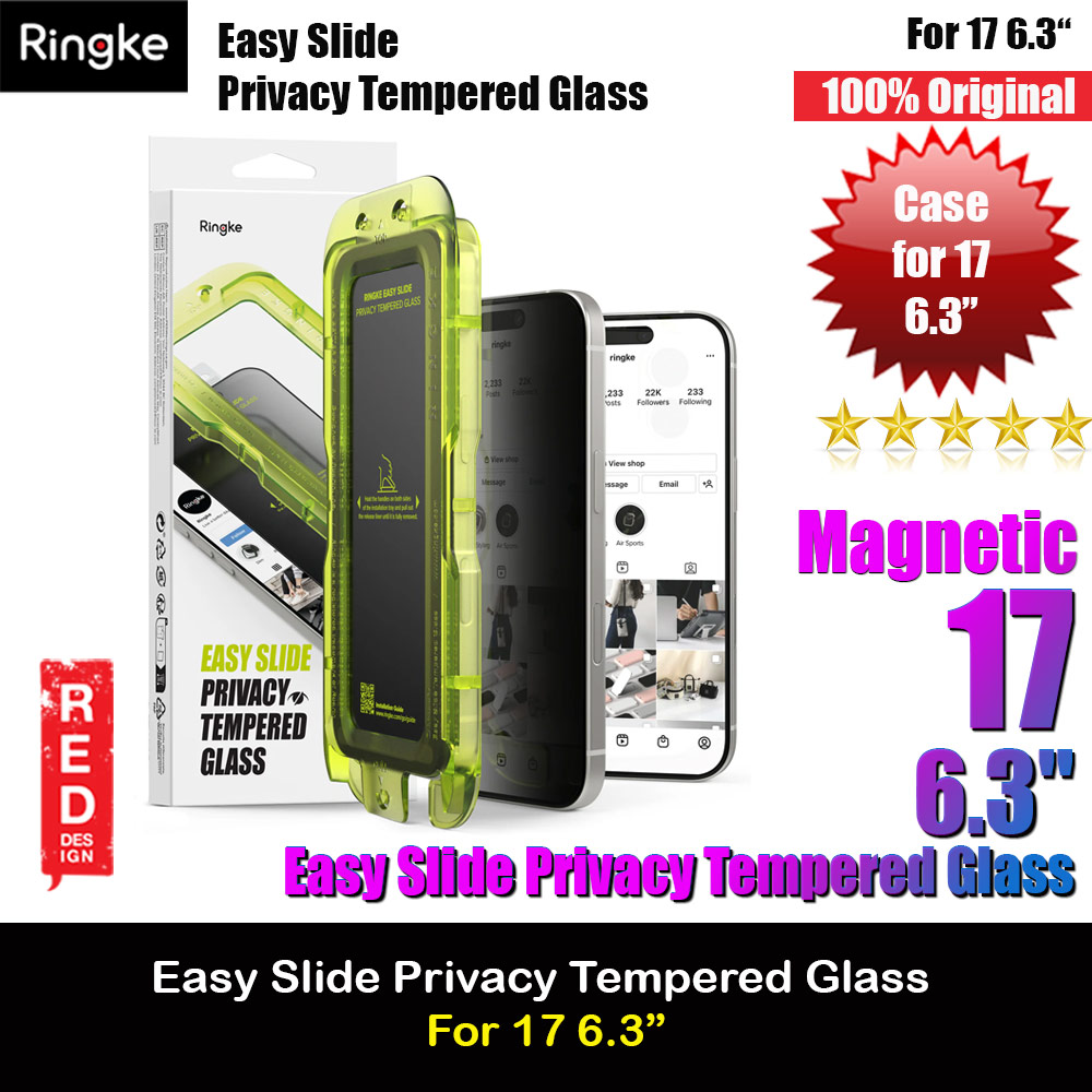 Ringke Easy Slide Privacy Tempered Glass Screen Protector for iPhone 17 6.3  (Privacy) 2pcs