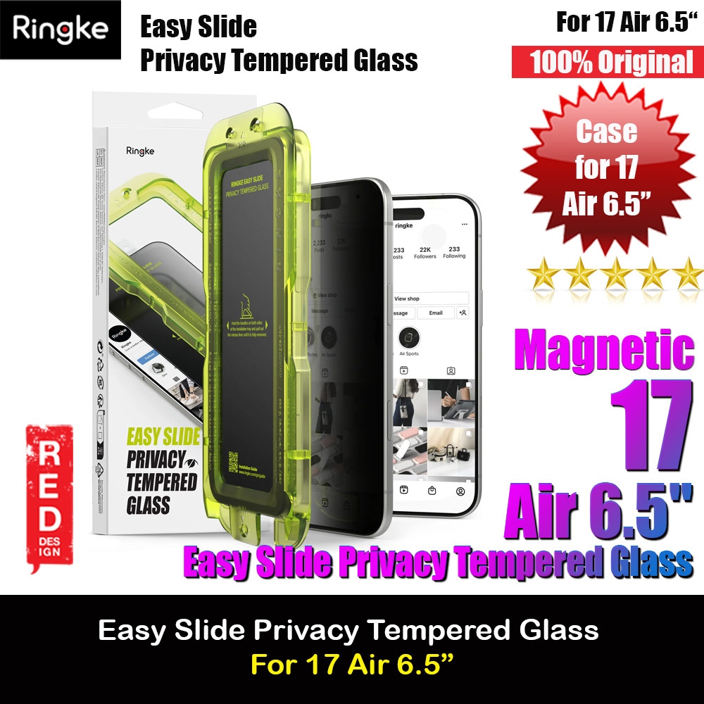 Ringke Easy Slide Privacy Tempered Glass Screen Protector for iPhone 17 Air 6.5  (Privacy) 2pcs