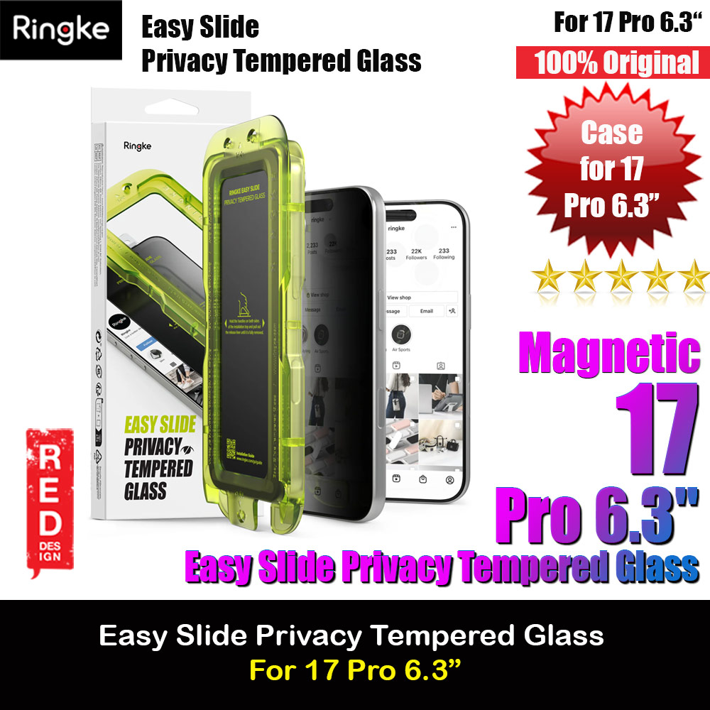 Ringke Easy Slide Privacy Tempered Glass Screen Protector for iPhone 17 Pro 6.3  (Privacy) 2pcs