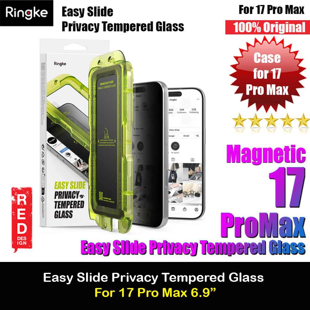 Ringke Easy Slide Privacy Tempered Glass Screen Protector for iPhone 17 Pro Max 6.9  (Privacy) 2pcs