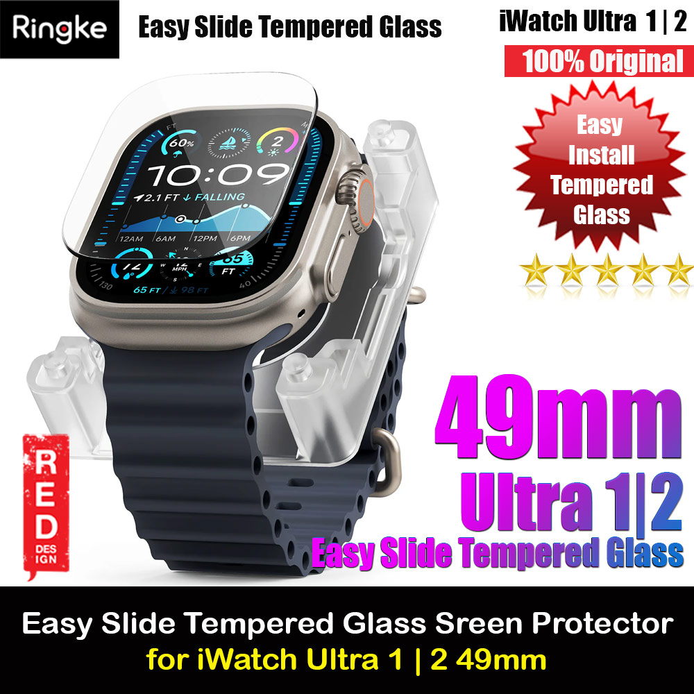Ringke Easy Slide Easy Installation Tempered Glass Screen Protector for for Apple Watch Ultra 1 2 49mm (2pcs)