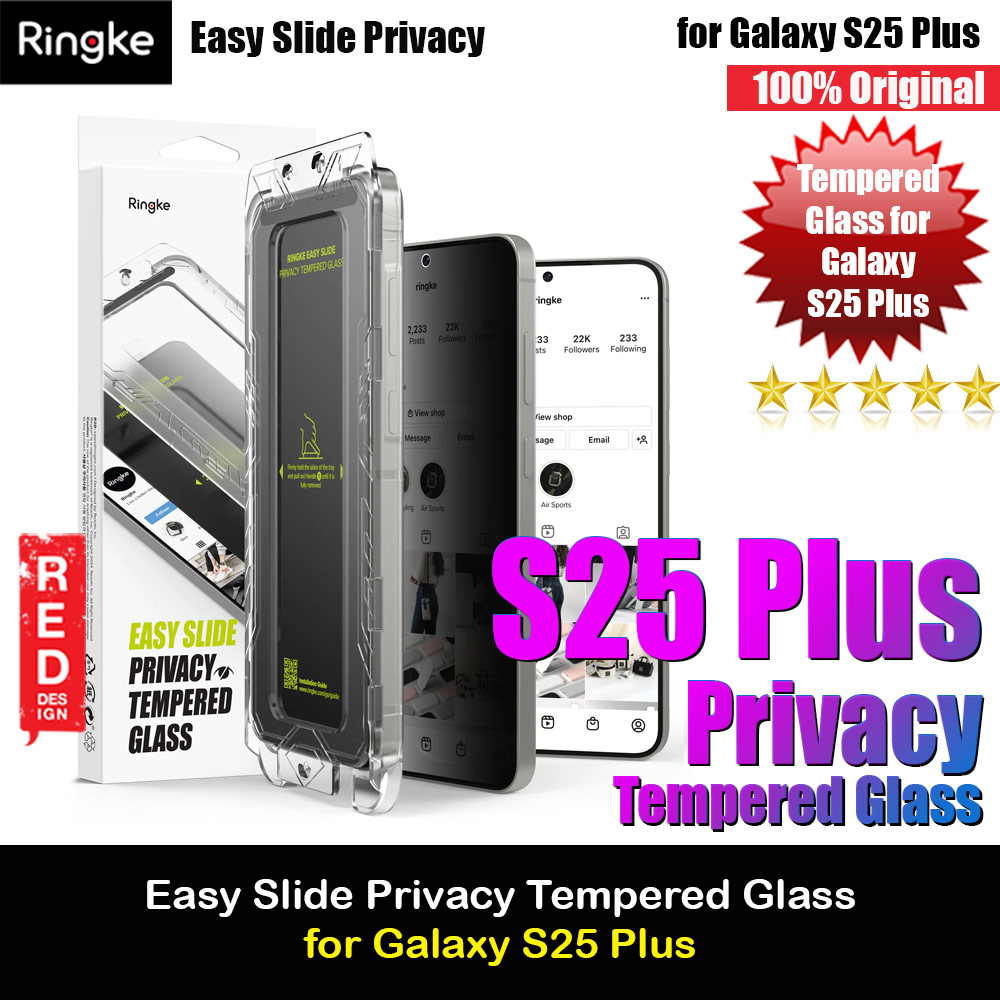 Ringke Easy Slide Tempered Glass Screen Protector for Samsung Galaxy S25 Plus(Privacy Anti Peep) 2pcs