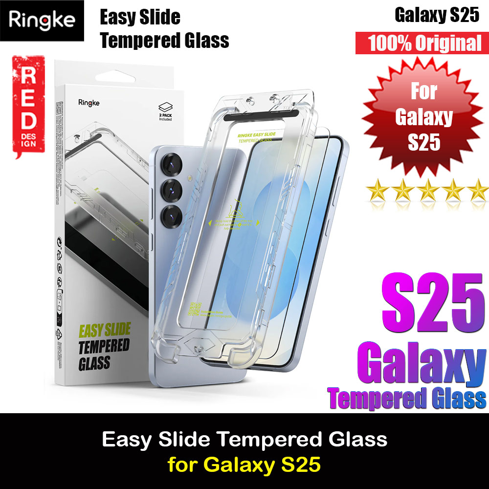 Ringke Easy Slide Tempered Glass Screen Protector for Samsung Galaxy S25  (Clear) 2pcs