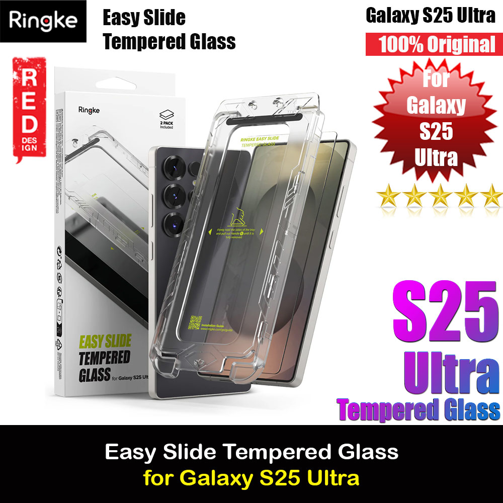 Ringke Easy Slide Tempered Glass Screen Protector for Samsung Galaxy S25 Ultra (Clear) 2pcs