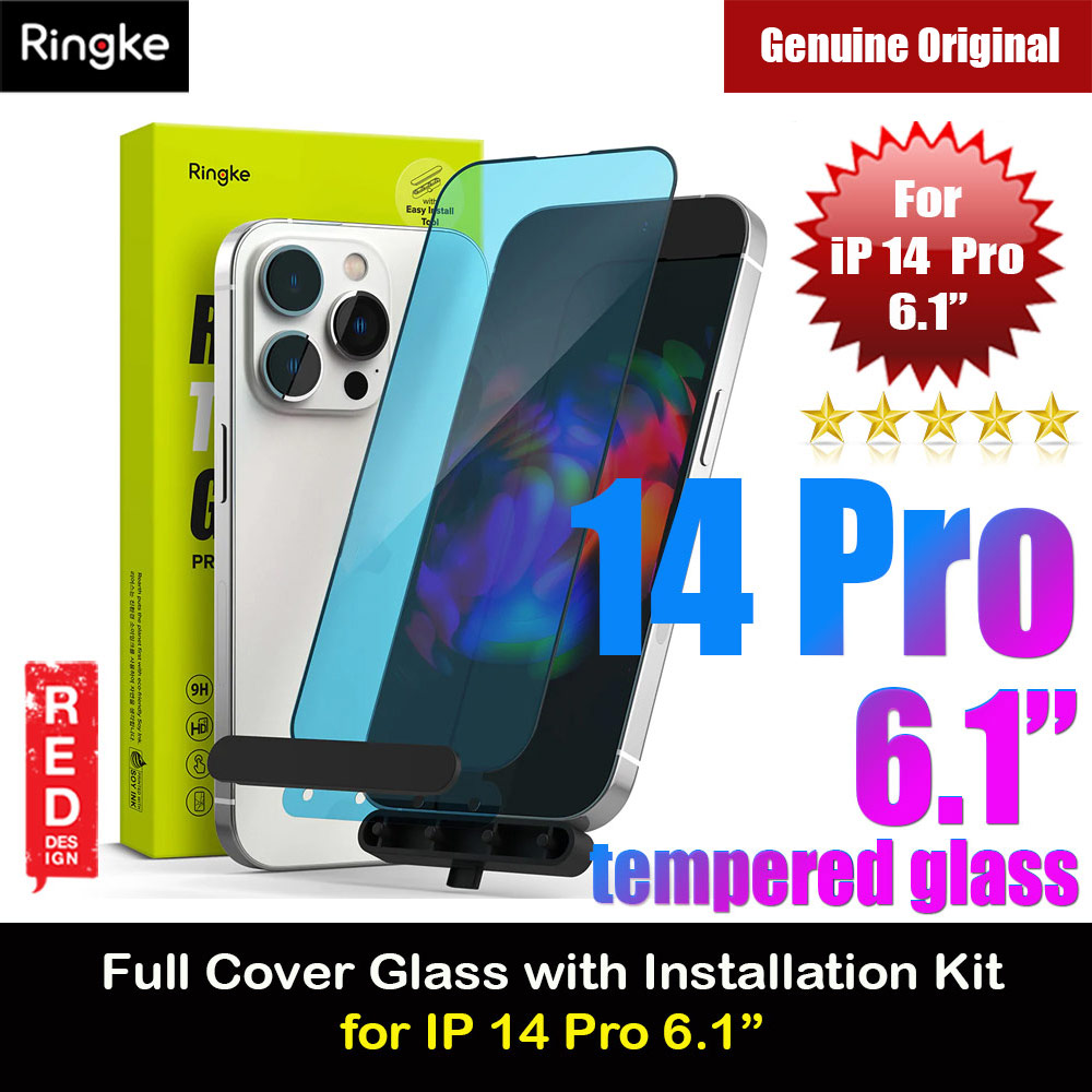 Ringke Premium Tempered Glass Screen Protector with Easy Installation Jig Kit for Apple iPhone 14 Pro 6.1 (HD Clear)