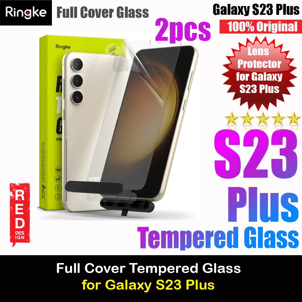 Ringke Full Cover Glass Tempered Glass Screen Protector with Installation Jig Tool for Samsung Galaxy S23 Plus (2pcs)