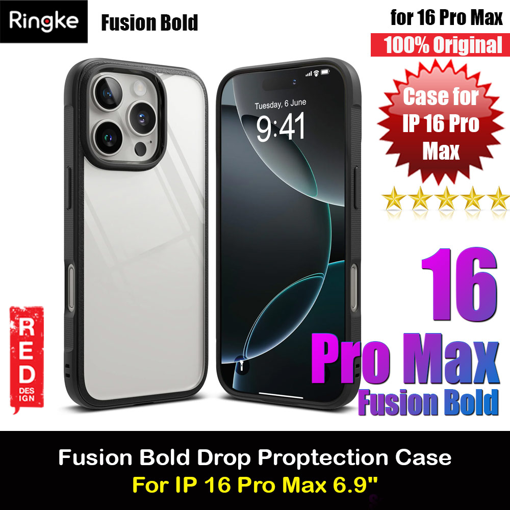 Ringke Fusion Bold Anti Yellow Back Plate Drop Protection Case for Apple iPhone 16 Pro Max 6.9 (Black)