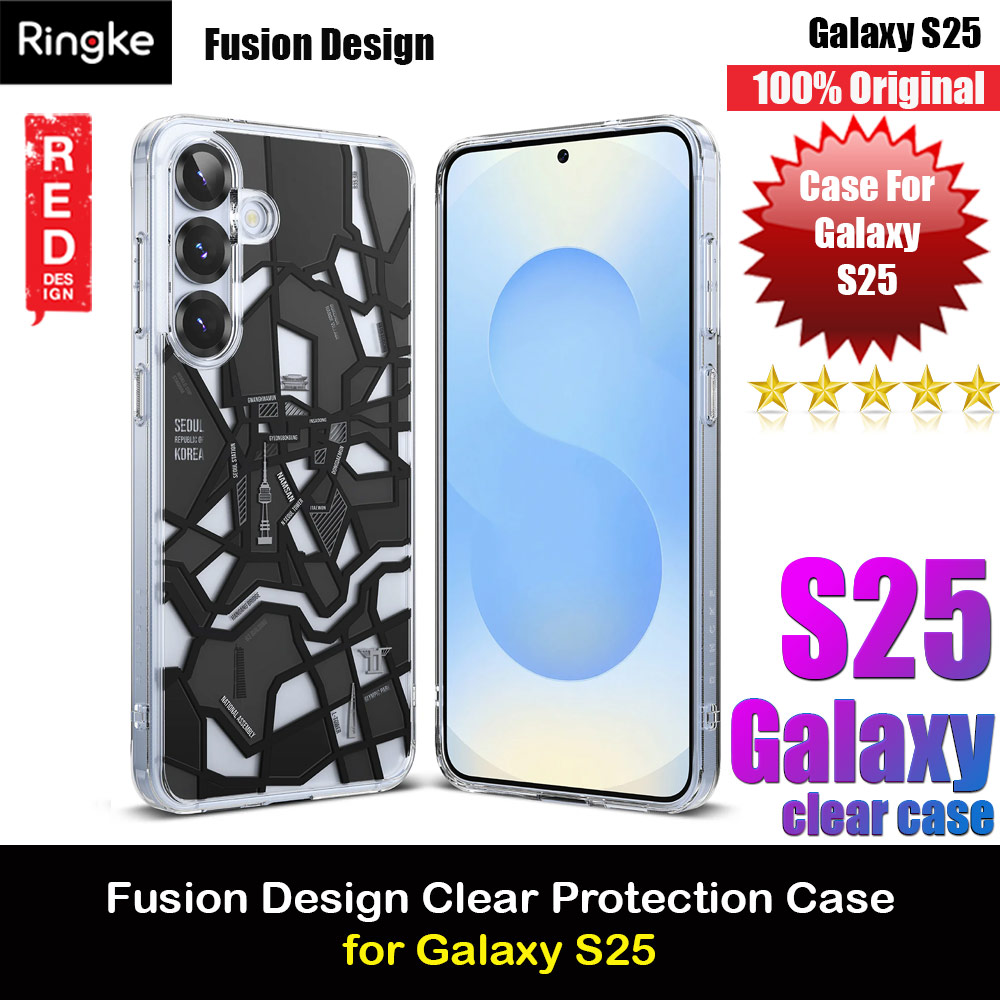 Ringke Fusion Design Transparent Protection Case for Samsung Galaxy S25 (Seoul Map Black)