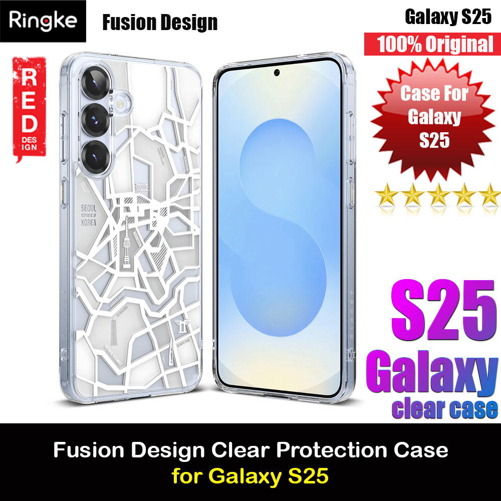 Ringke Fusion Design Transparent Protection Case for Samsung Galaxy S25 (Seoul Map White)